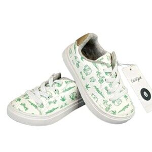 Cat & Jack Sneakers  Toddler Boy 6  NWT Bryce Jungle Animal Print White Green